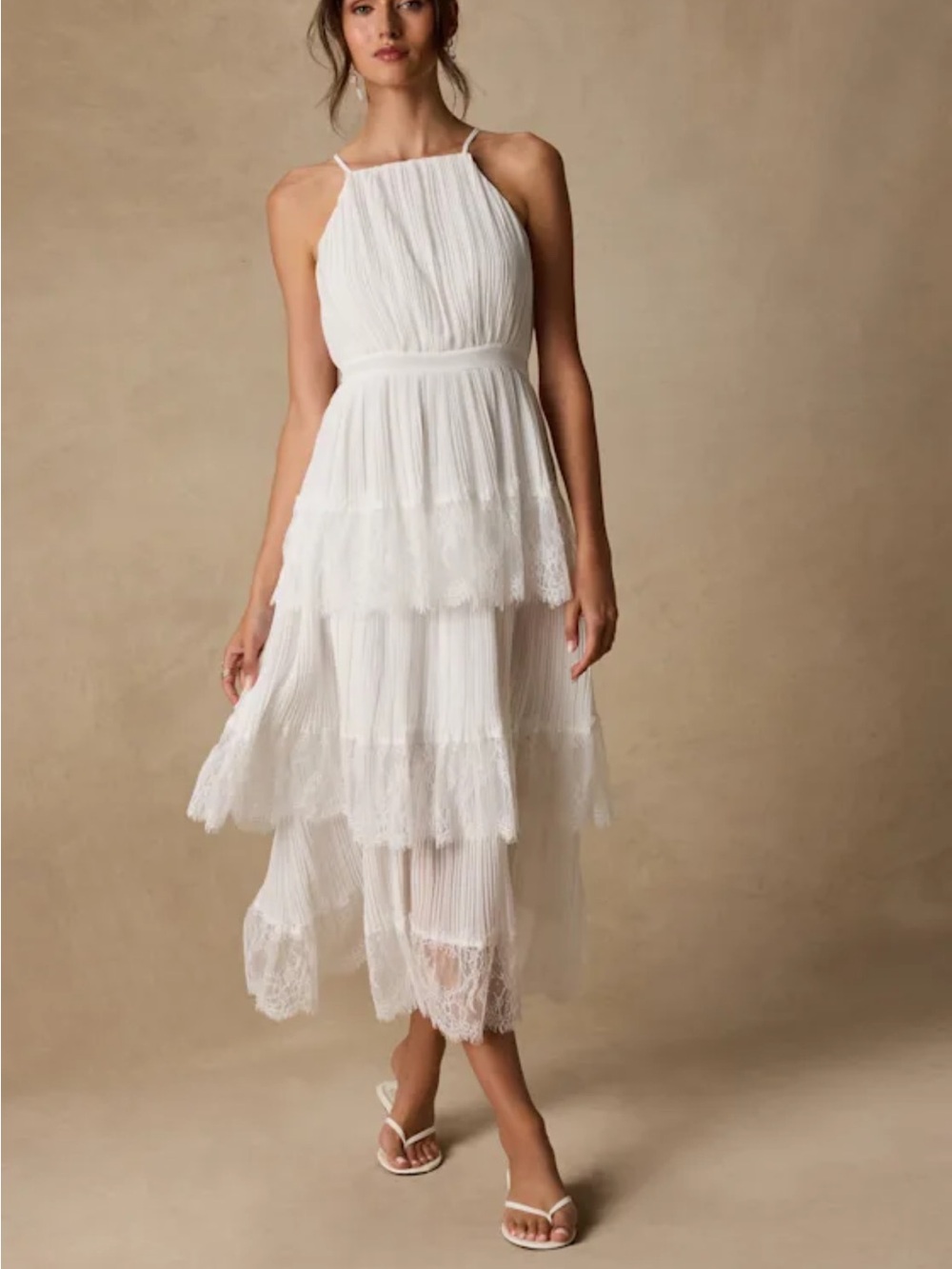 Lulus Came For Cocktails White Pleated Dress